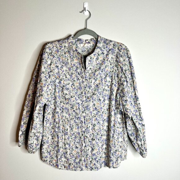 Solitaire Heavily Embroidered Floral Button-Up Long Sleeve Top Western Boho XL - Picture 1 of 5